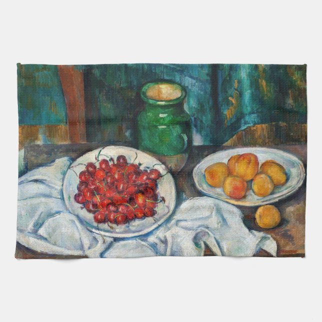 Paul Cezanne - Still Life with Cherries and Peachs Kitchen Towel (Horizontal)