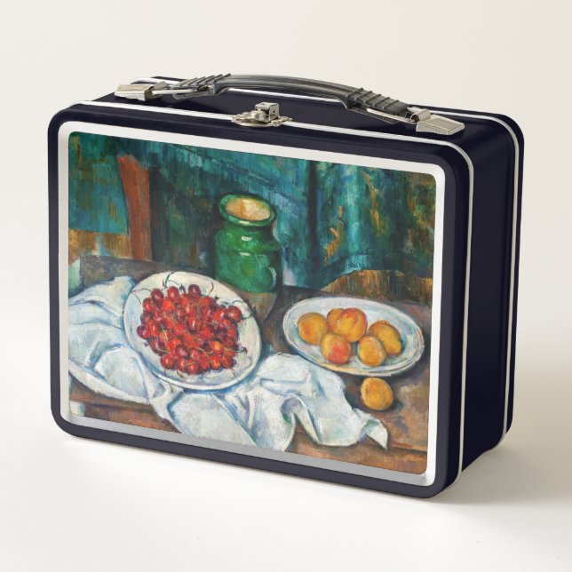 Paul Cezanne - Still Life with Cherries and Peachs Metal Lunch Box (Front)