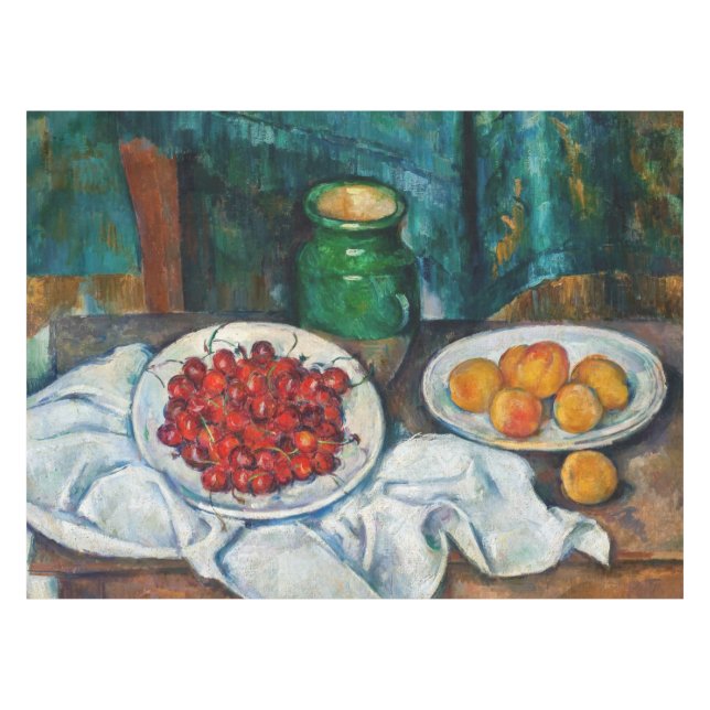 Paul Cezanne - Still Life with Cherries and Peachs Tablecloth (Front (Horizontal))