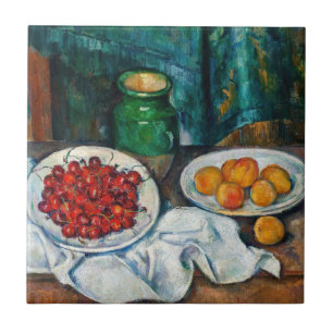 Paul Cezanne - Still Life with Cherries and Peachs Tile