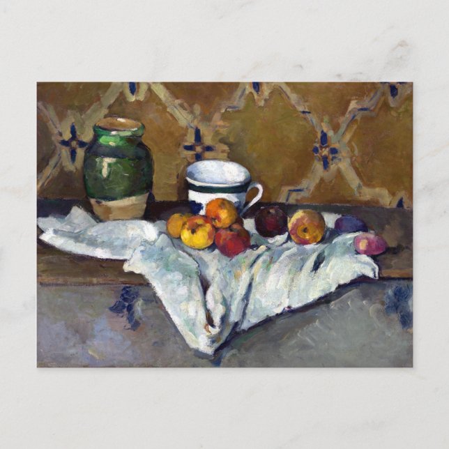 Paul Cezanne Still Life with Jar, Cup, and Apples Postcard (Front)