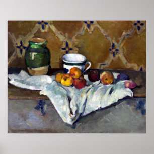 Paul Cezanne Still Life with Jar, Cup, and Apples Poster