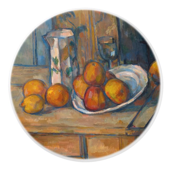Paul Cezanne - Still Life with Milk Jug and Fruits Ceramic Knob (Front)