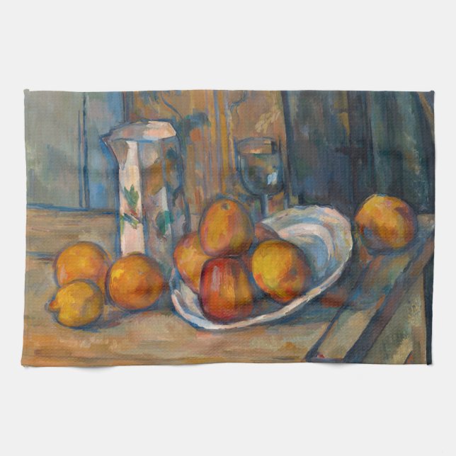 Paul Cezanne - Still Life with Milk Jug and Fruits Kitchen Towel (Horizontal)