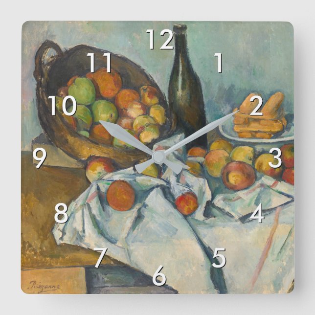 Paul Cezanne - The Basket of Apples Square Wall Clock (Front)