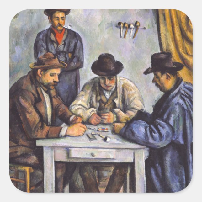 Paul Cezanne - The Card Players Square Sticker (Front)