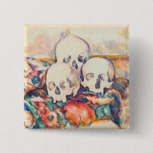 Paul Cezanne - The Three Skull Watercolor 2 Inch Square Button