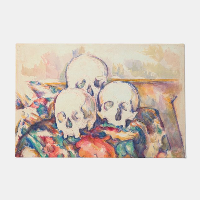 Paul Cezanne - The Three Skull Watercolor Doormat (Front)