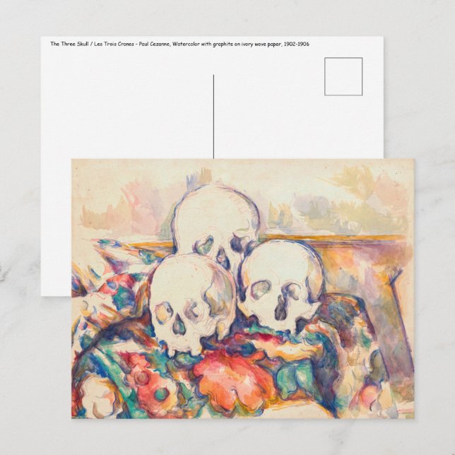 Paul Cezanne - The Three Skull Watercolor Postcard (Front/Back)