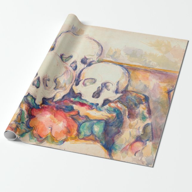 Paul Cezanne - The Three Skull Watercolor Wrapping Paper (Unrolled)