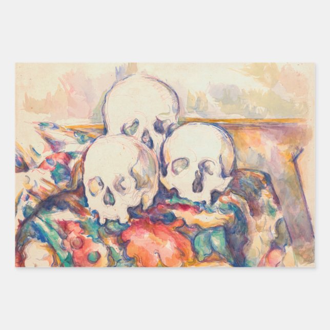 Paul Cezanne - The Three Skull Watercolor Wrapping Paper Sheet (Front)