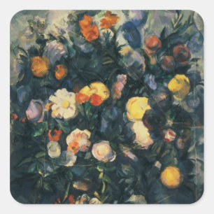 Paul Cezanne Vase of Flowers, 19th Square Sticker