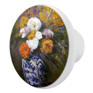 Paul Cezanne Vintage Dahlias in a Delft Vase Ceramic Knob