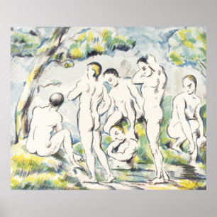 Paul Cézanne's Cubist Prelude,The Bathers Painting Poster