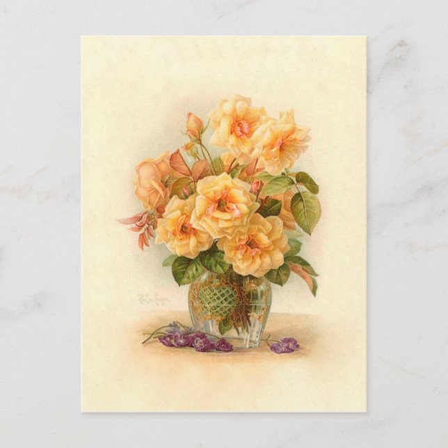 Paul De Longpre Victorian Flower Roses Bouquet Postcard (Front)
