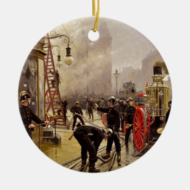 Paul Fischer: A Fire on Kultorvet Ceramic Ornament (Front)