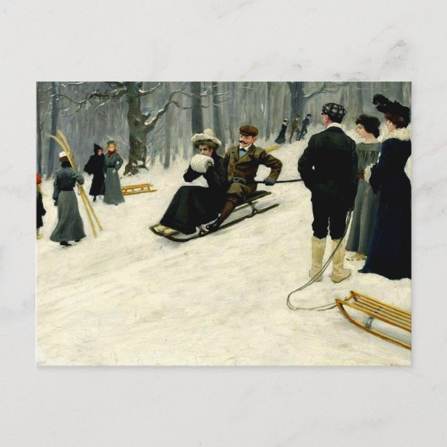 Paul Fischer - Snow Sled Ride in Sondermarken, Postcard (Front)