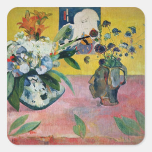 Paul Gauguin Flowers and a Japanese Print, 1889 Square Sticker