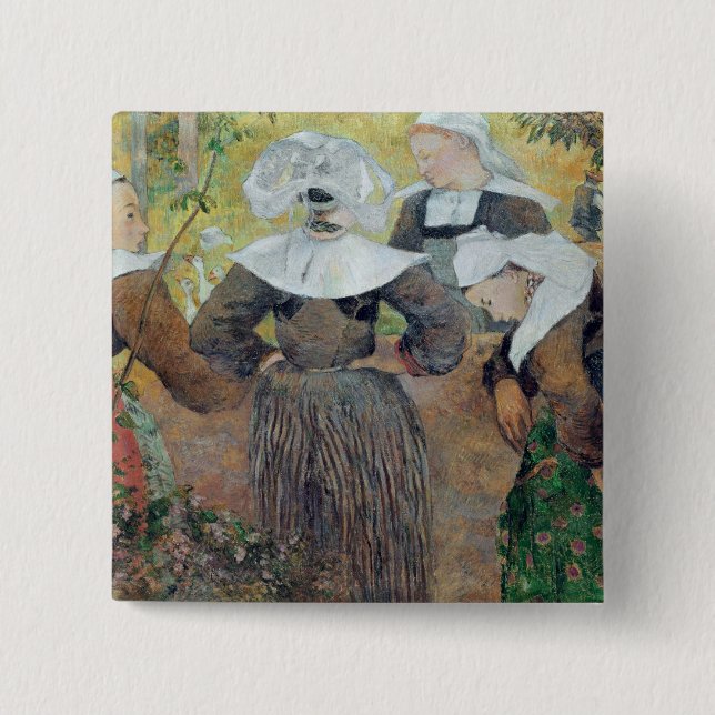 Paul Gauguin | Four Breton Women, 1886 2 Inch Square Button (Front)