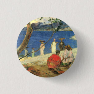 Paul Gauguin Fruit carriers at Turin Cove, or Seas 1 Inch Round Button