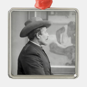 Paul Gauguin in front of his canvases Metal Ornament