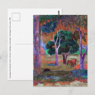 Paul Gauguin - Landscape with a Pig and a Horse Postcard