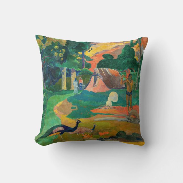 Paul Gauguin - Landscape with Peacocks / Matamoe Throw Pillow (Front)