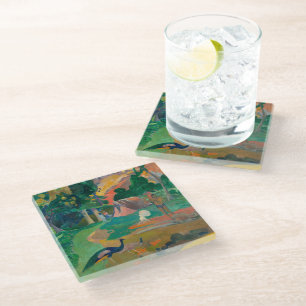 Paul Gauguin Matamoe Landscape with Peacocks Glass Coaster