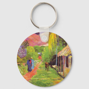 Paul Gauguin Road in Tahiti Vintage Fine Art Keychain