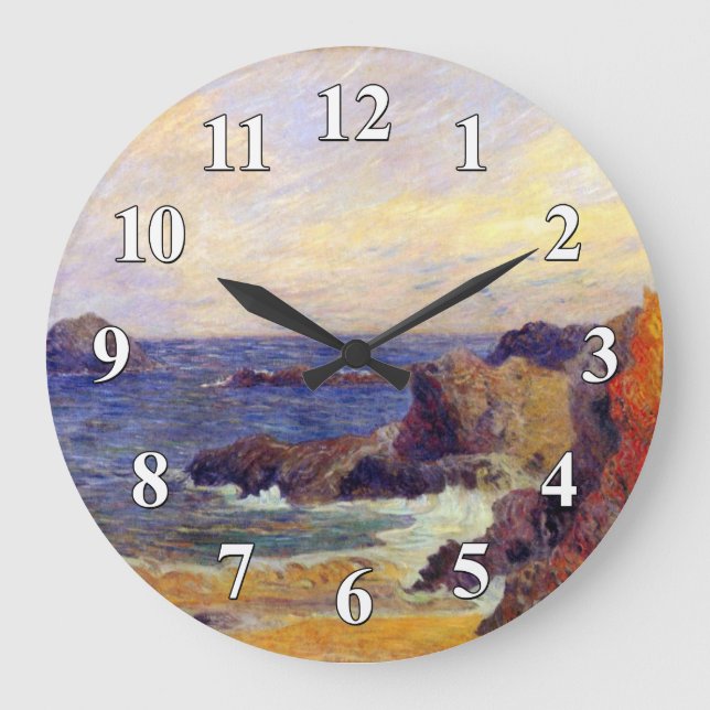 Paul Gauguin - Rocky Coast Fine Art Painting Large Clock (Front)