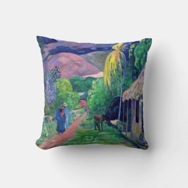 Paul Gauguin - Street in Tahiti Throw Pillow (Front)