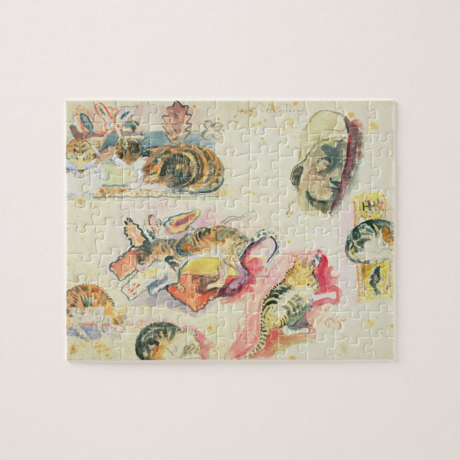 Paul Gauguin | Study of Cats and a Head (w/c on pa Jigsaw Puzzle (Horizontal)