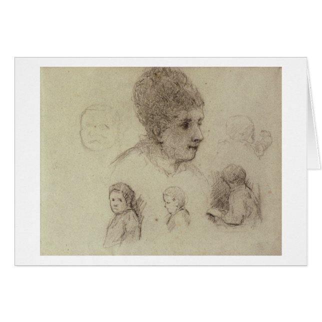 Paul Gauguin | Study of Heads, 1884 (black chalk o (Front Horizontal)