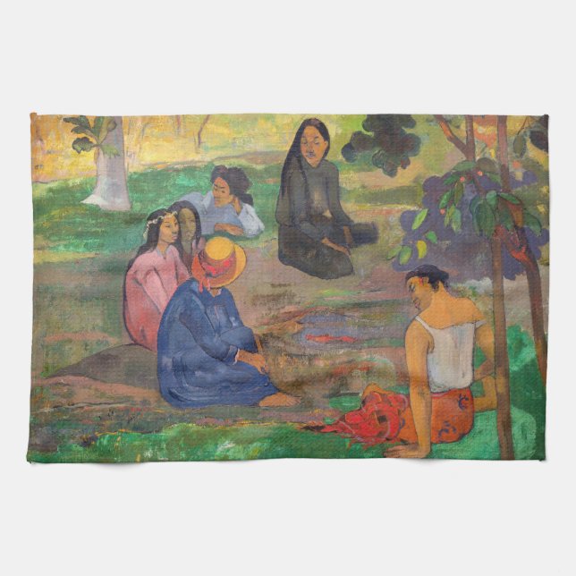 Paul Gauguin - The Conversation / Les Parau Parau Kitchen Towel (Horizontal)