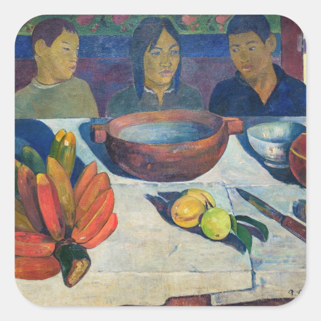 Paul Gauguin - The Meal / Bananas Square Sticker (Front)