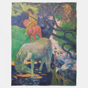 Paul Gauguin - The White Horse Fleece Blanket