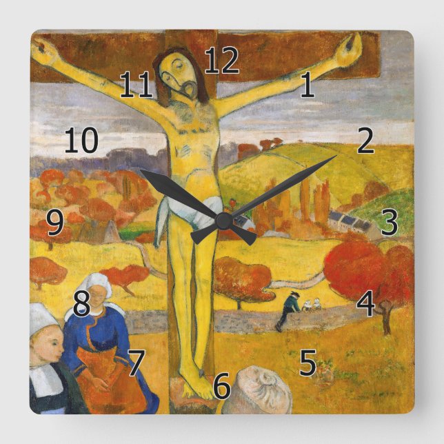 Paul Gauguin - The Yellow Christ Square Wall Clock (Front)