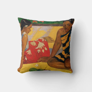 Paul Gauguin Two Women Of Tahiti Parau Api Vintage Throw Pillow