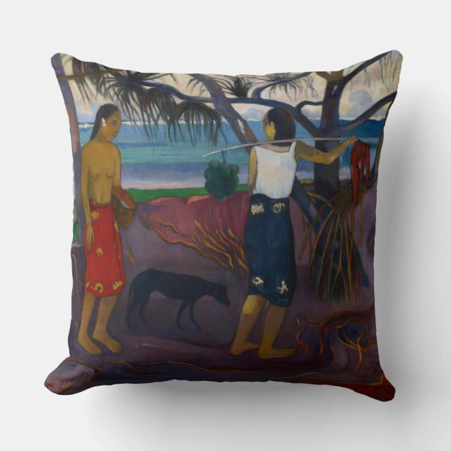 Paul Gauguin | Under the Pandanus, 1891 (oil on ca Throw Pillow (Front)