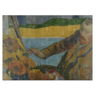 Paul Gauguin Vincent van Gogh painting sunflowers  Cutting Board