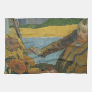 Paul Gauguin Vincent van Gogh painting sunflowers  Kitchen Towel