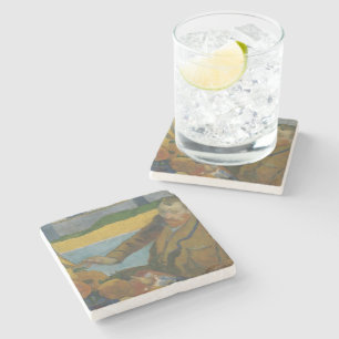 Paul Gauguin Vincent van Gogh painting sunflowers Stone Coaster