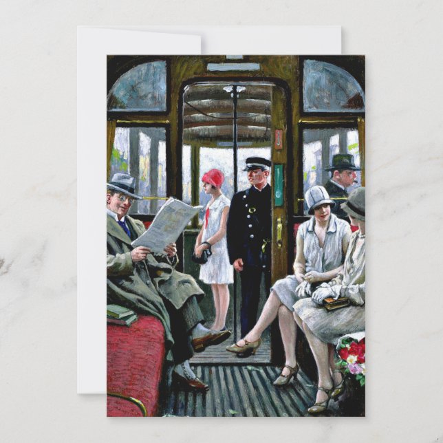 Paul-Gustave Fischer art - Copenhagen Tram, card (Front)