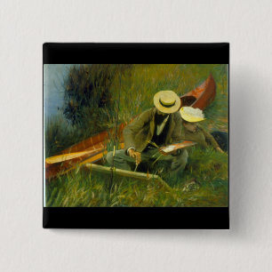 Paul Helieu by John Singer Sargent 2 Inch Square Button