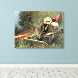 Paul Helleu Sketching with His Wife by JS Sargent Canvas Print