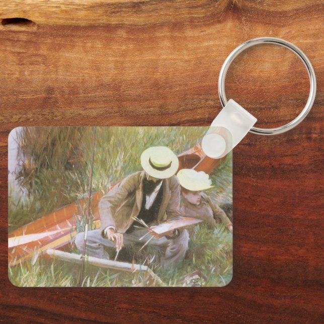 Paul Helleu Sketching with His Wife by JS Sargent Keychain (Front)