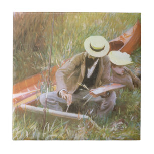 Paul Helleu Sketching with His Wife by JS Sargent Tile