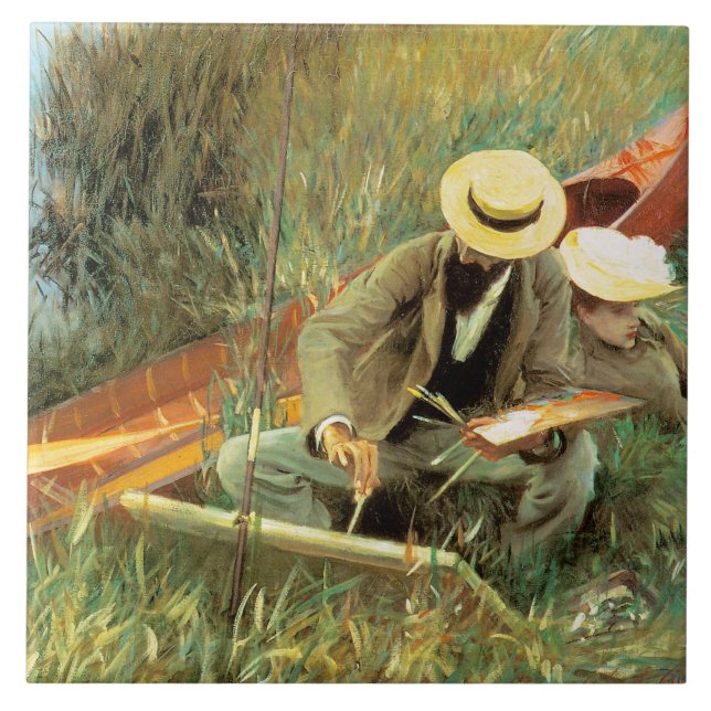 Paul Helleu Sketching with His Wife Tile (Front)