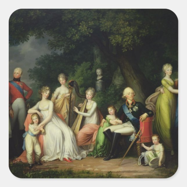 Paul I , Maria Feodorovna  and their Children Square Sticker (Front)