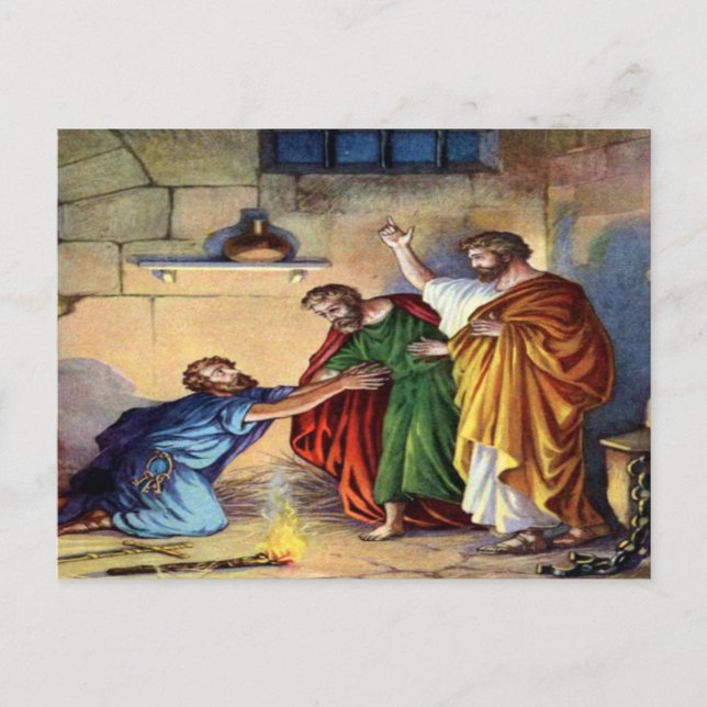 paul in jail at philippi postcard (Front)